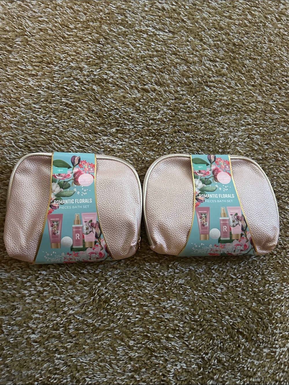 Romantic Florals Cosmetic Pouch - Rose Gold